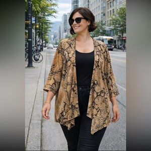 TanJay Beige and Black Animal Print Cardigan size L.